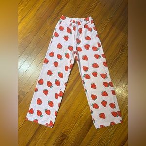 Light Pink and Red Strawberry print women’s denim
